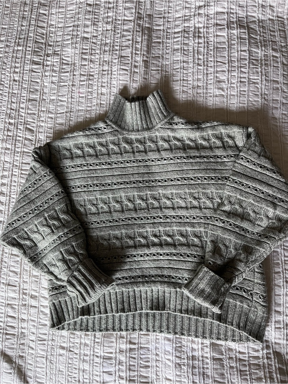 Divided Sage Gray Turtleneck cropped length